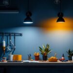 A photograph of a well-lit garage interior showcasing stylish wall lights in action