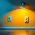 A photograph of a well-lit room showcasing various electrical outlet receptacles in use
