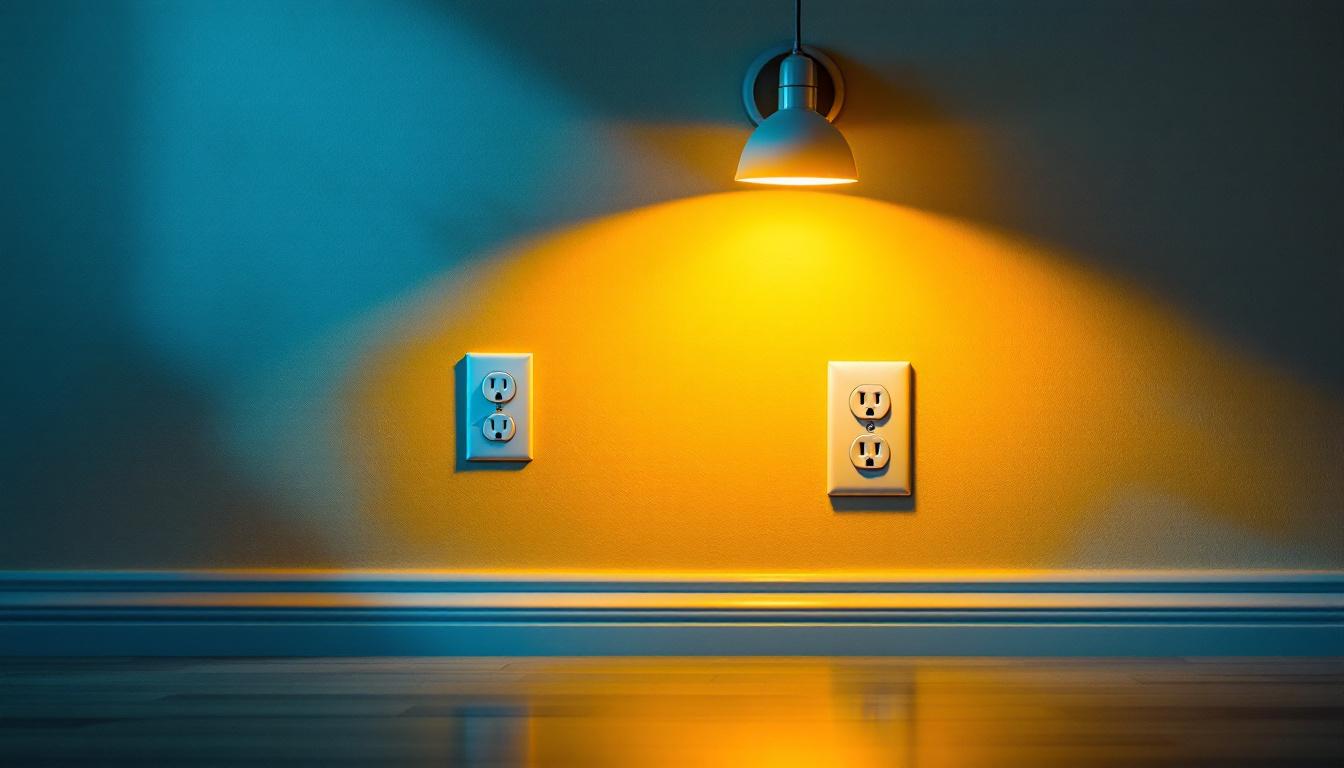 A photograph of a well-lit room showcasing various electrical outlet receptacles in use