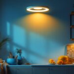 A photograph of a well-lit interior space showcasing a 4-inch can light fixture in action