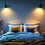 A photograph of a beautifully designed bedroom featuring stylish over-the-bed lighting that showcases the ambiance and functionality of the lights