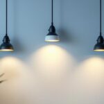 A photograph of a well-lit interior space showcasing three distinct led pot lights installed in a modern setting