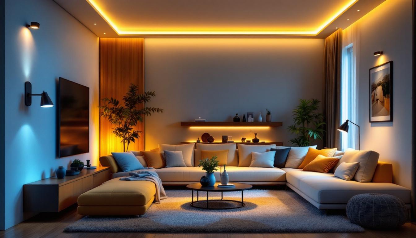 A photograph of a modern living space illuminated by stylish led can light fixtures