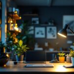 A photograph of a well-lit workspace featuring a 4 lamp ballast in action