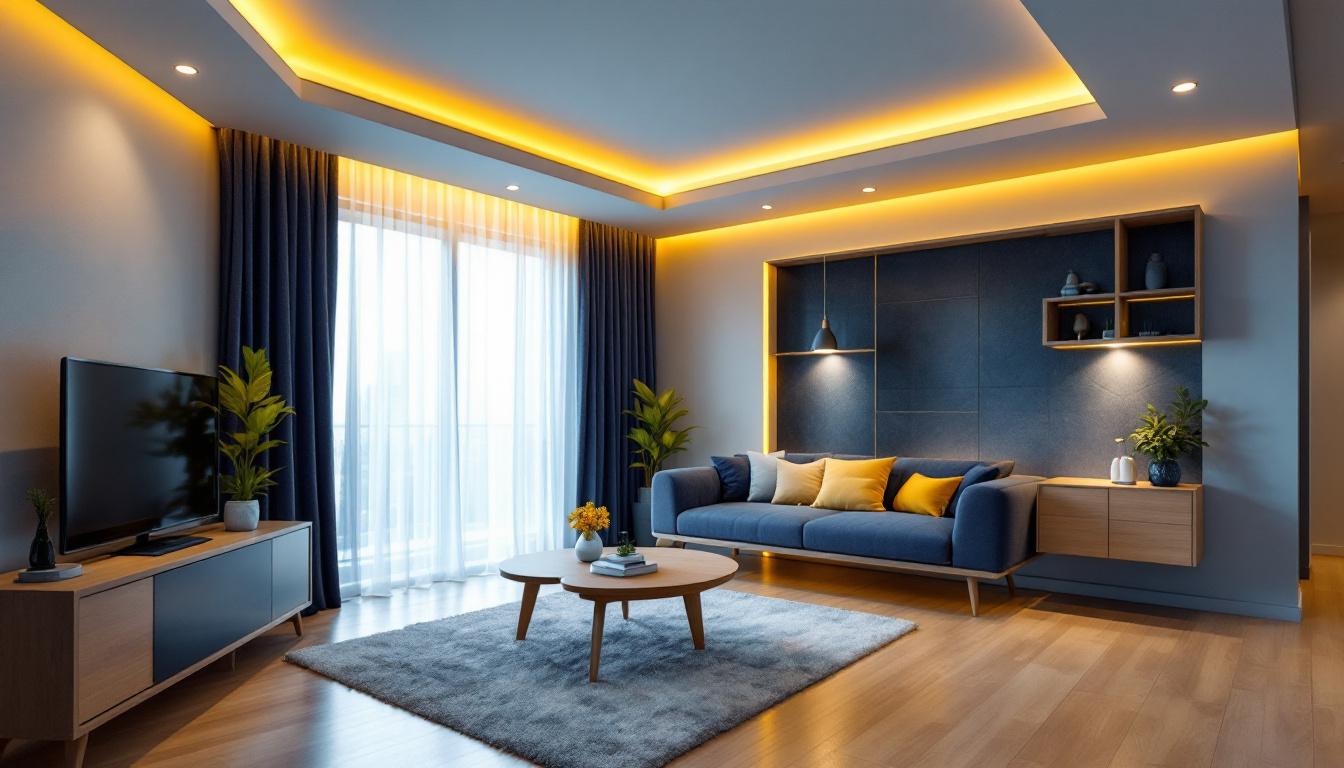 A photograph of a well-designed room featuring 6-inch recessed lighting