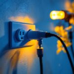 A photograph of a close-up of a well-installed wall outlet receptacle in a beautifully lit room