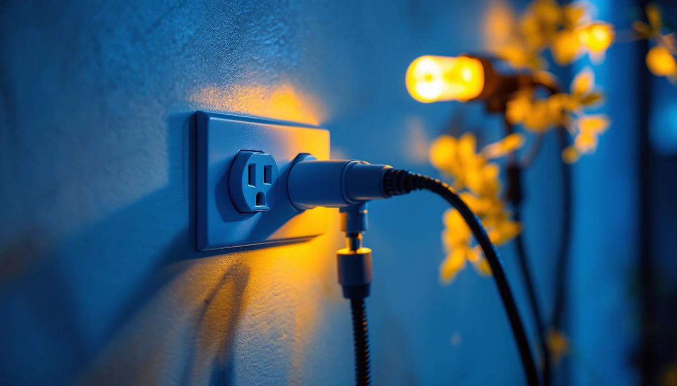 A photograph of a close-up of a well-installed wall outlet receptacle in a beautifully lit room