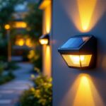 A photograph of a beautifully designed solar wall light installed on an outdoor wall