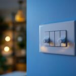 A photograph of a lighting contractor expertly installing a 3-way toggle switch in a well-lit residential setting