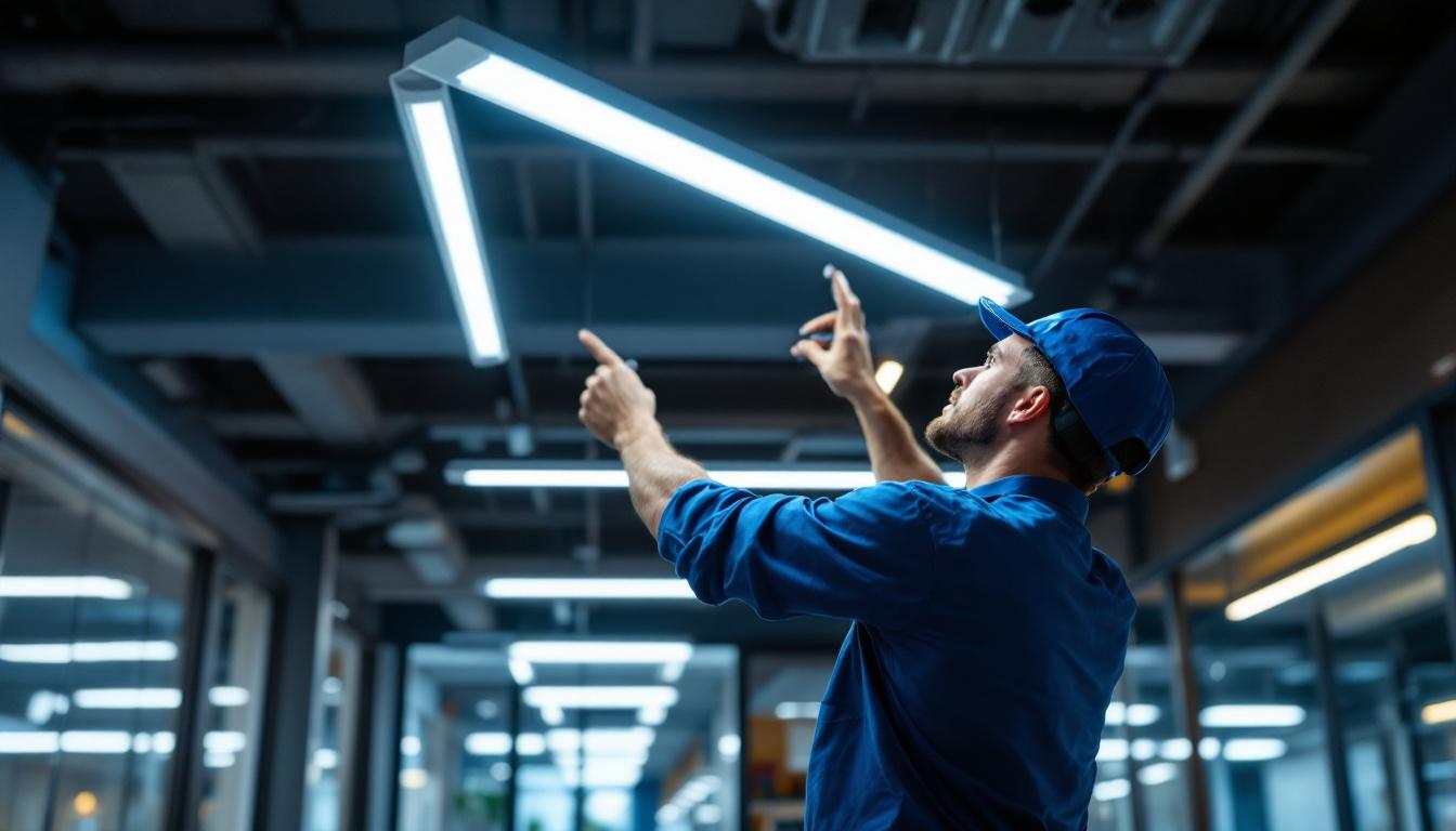 A photograph of a well-lit commercial space showcasing recessed fluorescent lights in use