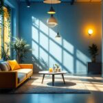A photograph of a beautifully lit interior space showcasing innovative lighting designs