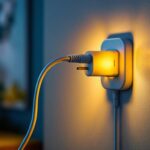 A photograph of a close-up of a 120 v plug being connected to a modern lighting fixture