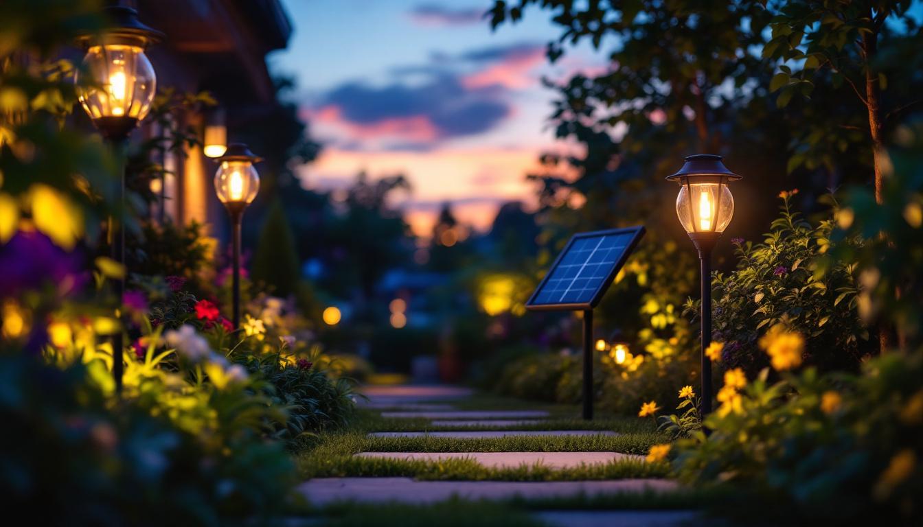 A photograph of a beautifully illuminated outdoor space at dusk