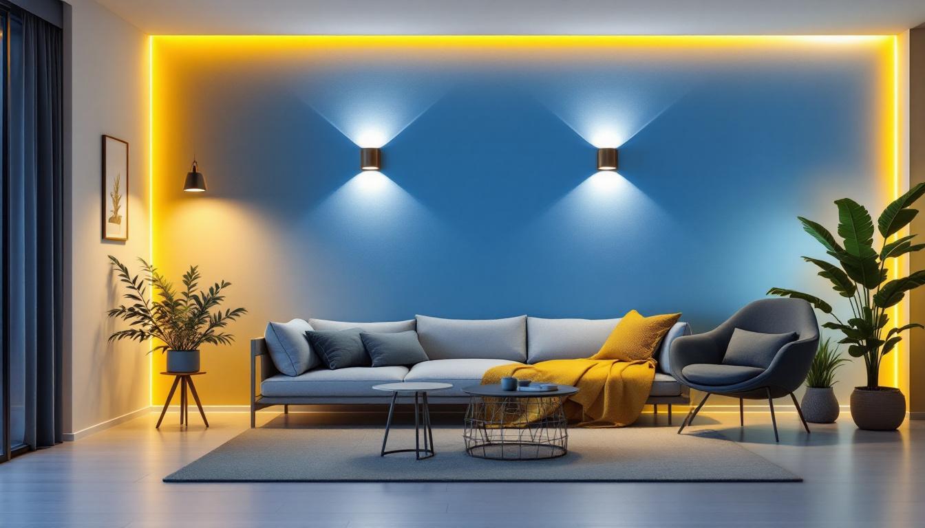 A photograph of a well-designed interior space featuring stylish led wall lights in various settings