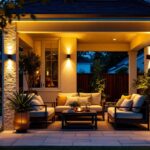 A photograph of a well-lit outdoor space showcasing various styles of led security lighting in action