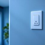 A photograph of a lighting contractor installing a light switch with an integrated receptacle in a residential setting