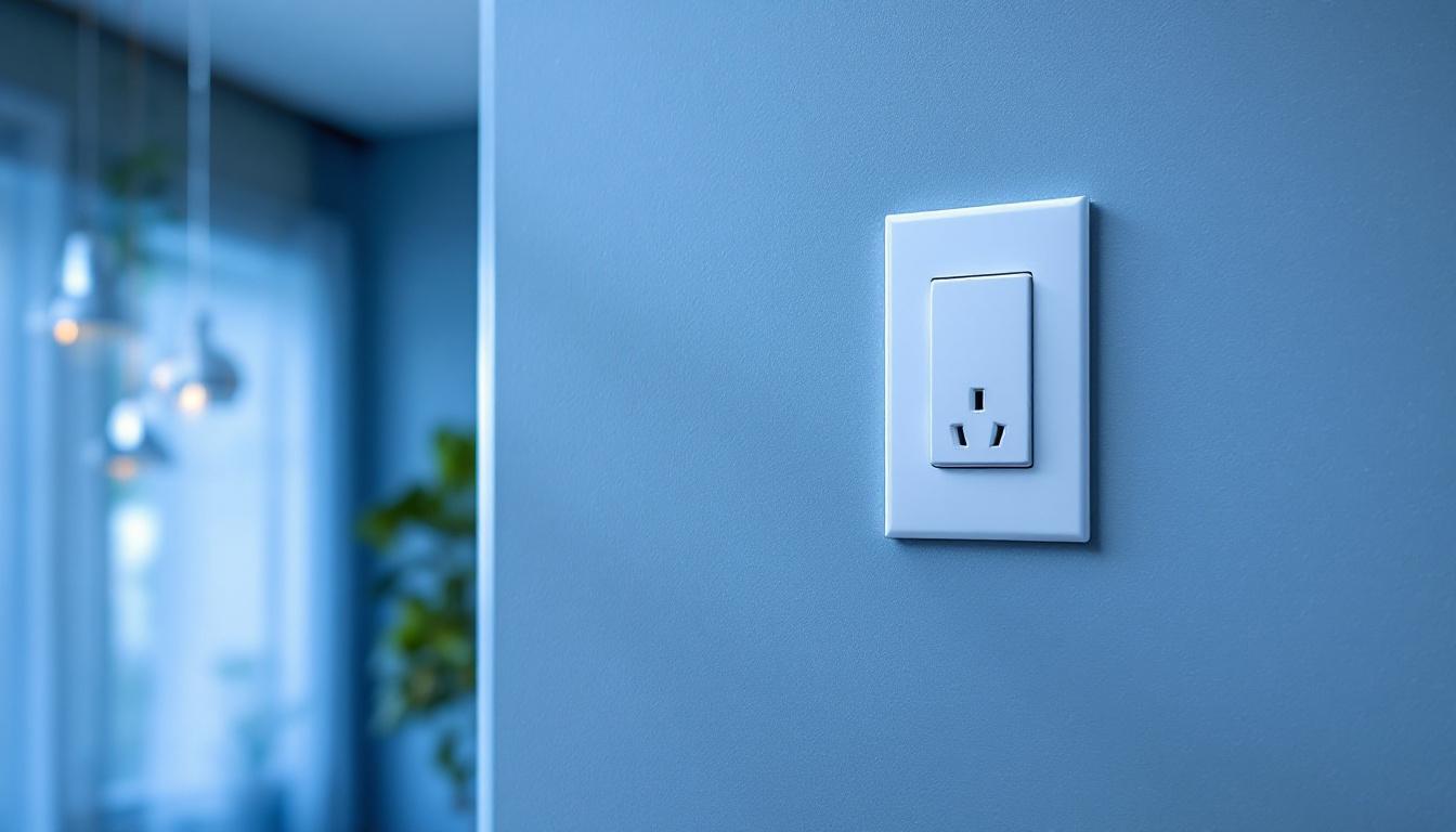 A photograph of a lighting contractor installing a light switch with an integrated receptacle in a residential setting