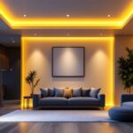 A photograph of a well-lit interior space showcasing 3-inch led pot lights installed in a modern ceiling