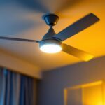 A photograph of a stylish ceiling fan with energy-efficient led lights