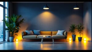 A photograph of a beautifully lit interior space featuring 3-inch led can lights