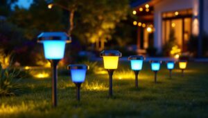 A photograph of a well-lit outdoor space showcasing various arena solar lights in action