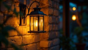A photograph of a beautifully designed lantern light fixture in a cozy