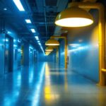 A photograph of a well-lit commercial space showcasing led lighting installations