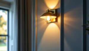 A photograph of a well-designed buysmart sconce installed in a stylish interior setting