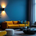 A photograph of a beautifully designed extra large wall sconce illuminated in a stylish interior setting