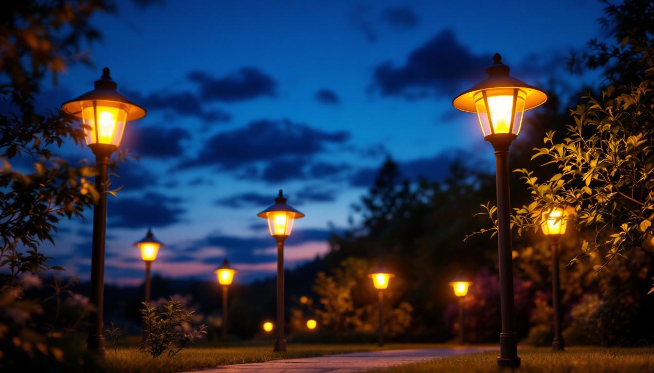 A photograph of a beautifully illuminated outdoor space at dusk