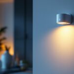 A photograph of a modern led light fixture equipped with a movement sensor