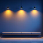A photograph of a well-lit interior space featuring an elegant big wall light installation