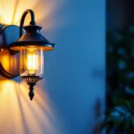 A photograph of a beautifully designed wall sconce illuminated in a stylish interior setting