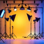 A photograph of a well-designed lighting grid setup in a studio environment