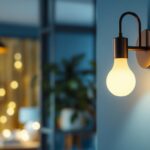 A photograph of a stylishly designed wall-mounted light fixture in a modern interior setting
