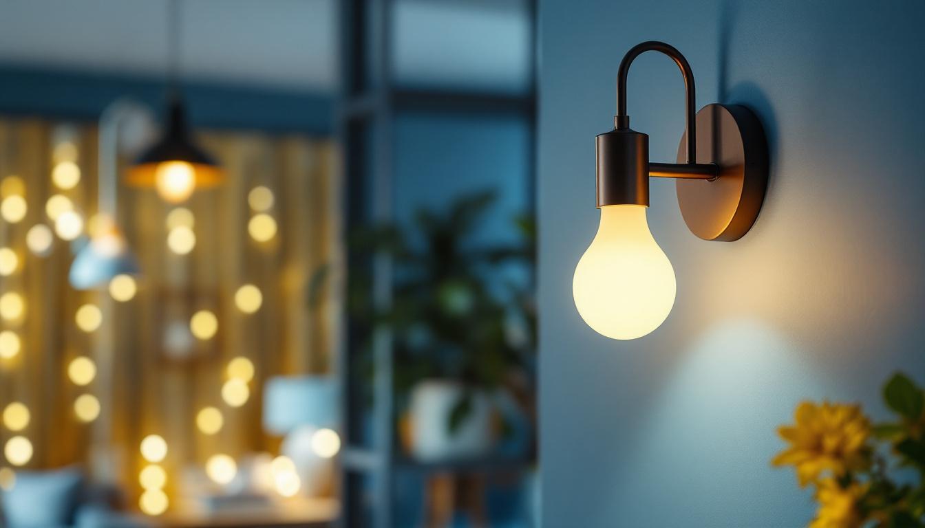 A photograph of a stylishly designed wall-mounted light fixture in a modern interior setting