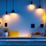 A photograph of a beautifully designed room showcasing a variety of lighting fixtures