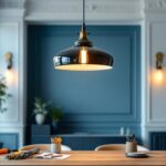 A photograph of a beautifully designed pendant light fixture hanging in an elegantly styled room