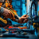 A photograph of capture a photograph of an electrician in action