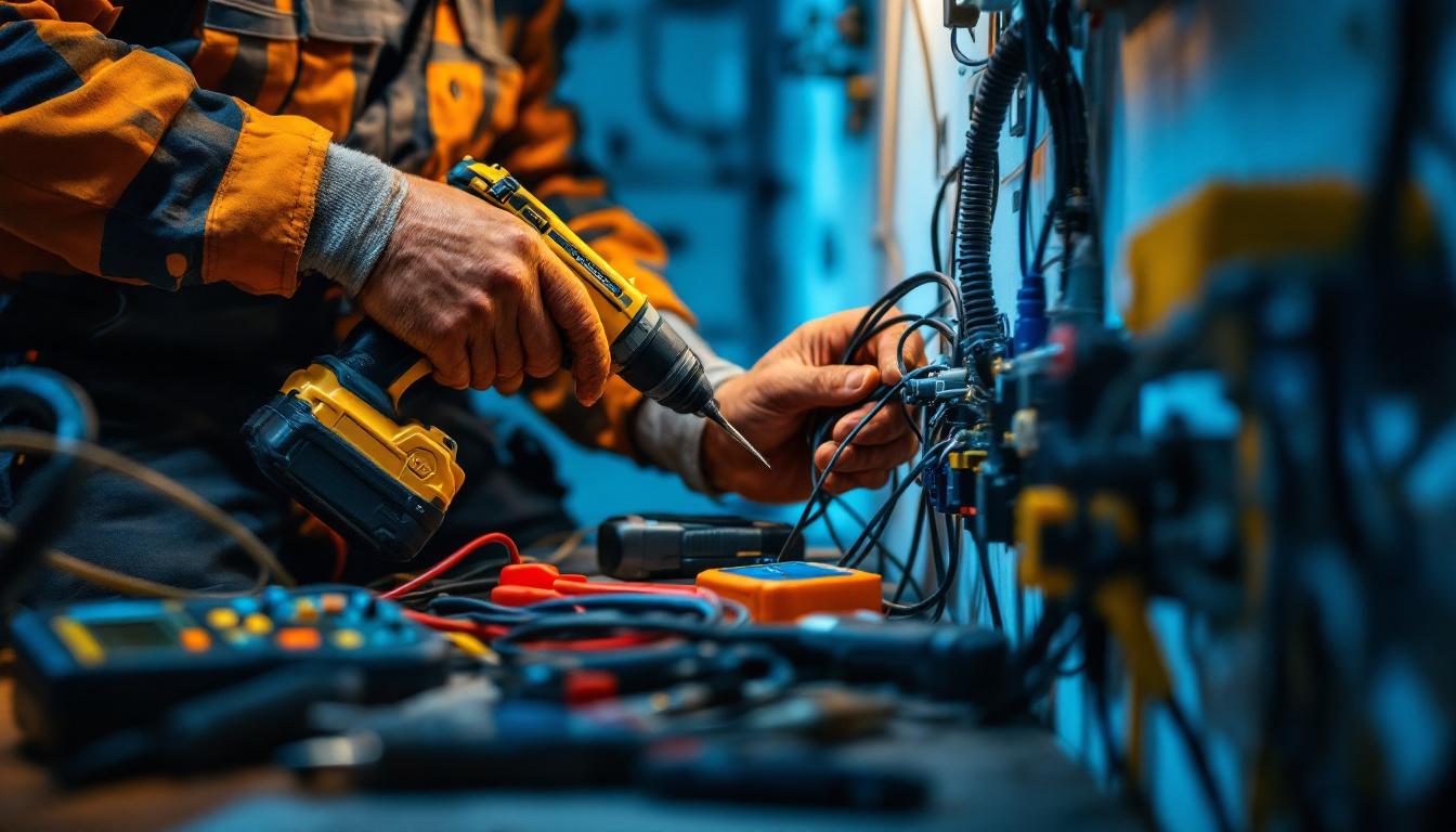 A photograph of capture a photograph of an electrician in action