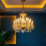 A photograph of a beautifully designed chandelier illuminating a stylish room