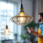 A photograph of a beautifully designed pendant light hanging in a modern interior setting