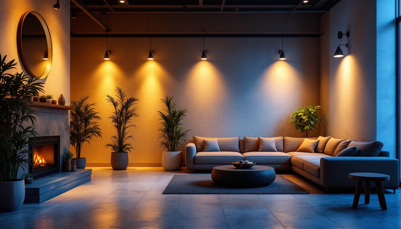 A photograph of a well-lit interior space showcasing various lighting installations