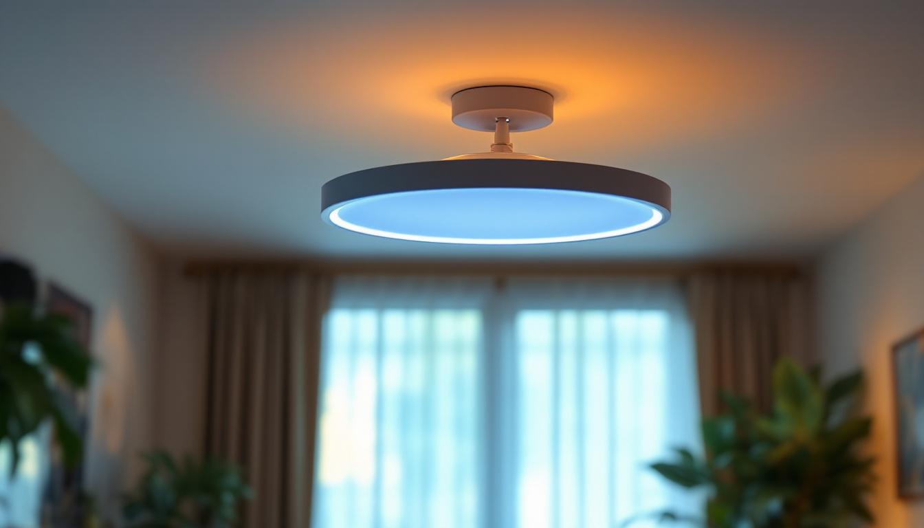 A photograph of a stylish 6-inch ceiling light fixture installed in a well-lit room