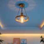 A photograph of a beautifully designed ceiling light fixture in a stylishly decorated room