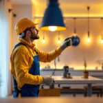 A photograph of a lighting contractor showcasing a unique and innovative lighting installation in a residential or commercial space