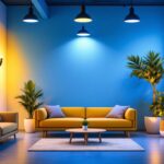 A photograph of a well-lit indoor space showcasing energy-efficient lighting solutions