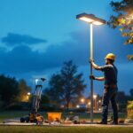 A photograph of a square pole installation in a well-lit outdoor setting
