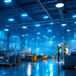 A photograph of capture a photograph of a well-lit general electric distribution center interior
