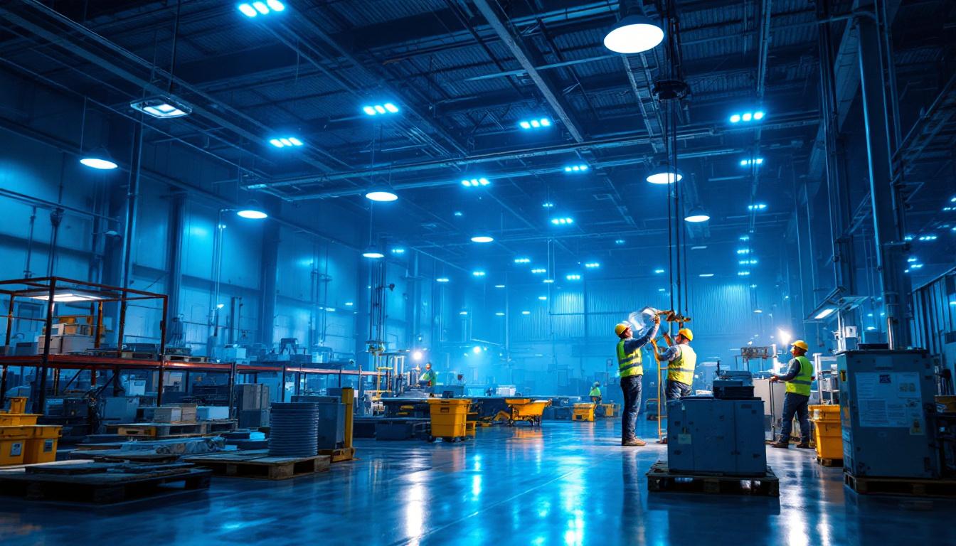 A photograph of capture a photograph of a well-lit general electric distribution center interior